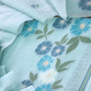 Minimalist Muse Blue Soft Muga Cotton Jamdani Unstitched Suit Set